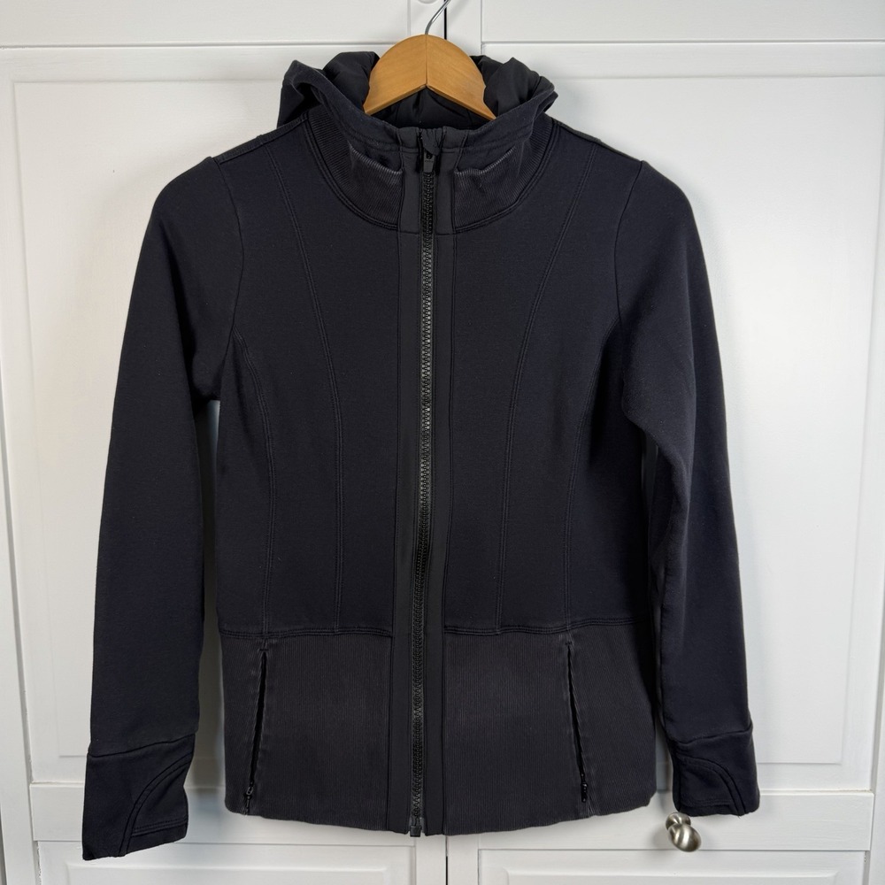 Athleta Fitted Victory Hoodie Women's Small Black Full‎ Zip Jacket